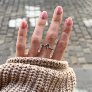 ESTER gold ring with kite rutilated quartz and diamonds worn on a finger