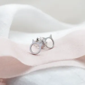 Gold stud cat head earrings CAT Thumbnail