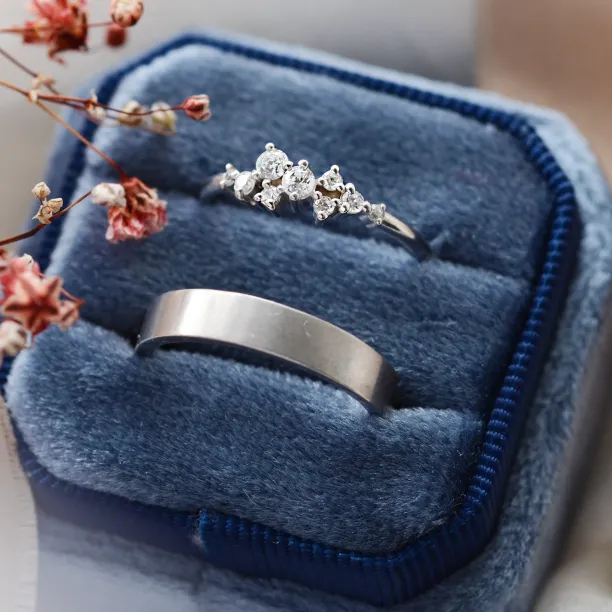 Gold cluster ring and matt ring for men ROMANZA Image