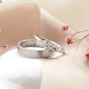 Zlatý cluster prsten a pánský matný prsten ROMANZA