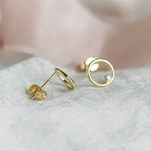 Gold karma earrings with diamonds GARURASANA Thumbnail