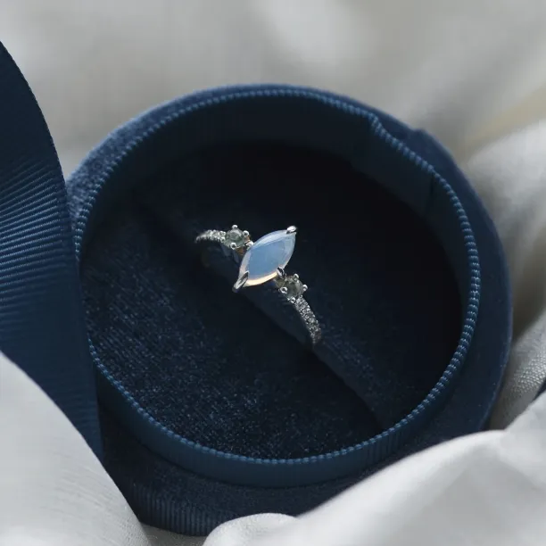 Diamond ring with moonstone and moss agate MAEBH Image