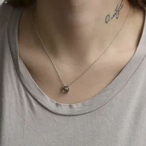 Gold MACHA necklace with rose cut rutile quartz worn on the neck