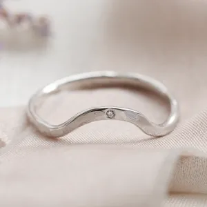 Hammered curvy wedding ring with diamond ASHLING Thumbnail