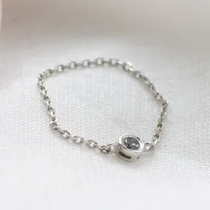 Zlatý řetízkový prsten DAITHI se salt and pepper diamantem v bezel osazení
