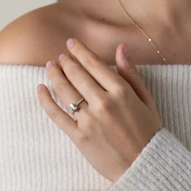 Gold vintage ring with salt and pepper diamond FERGAL Image