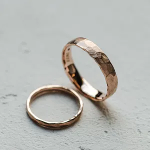 Matte gold wedding bands with hammered surface ETAIN Thumbnail