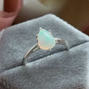 Pear white opal gold ring Eireann Thumbnail