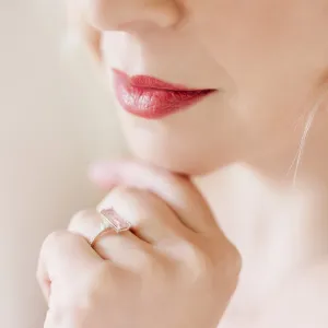 Gold ring with strawberry quartz and diamonds SWEETIE Thumbnail