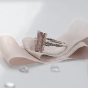 Gold ring with strawberry quartz and diamonds SWEETIE Thumbnail