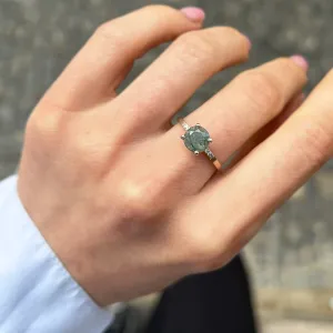 Engagement ring with moss agate and diamonds FIADH Thumbnail
