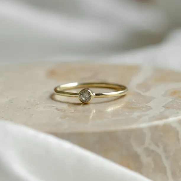 Minimalist engagement ring with salt and pepper diamond AINE Image