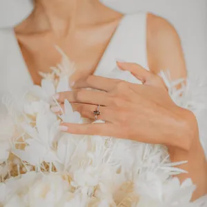 ROISIN vintage gold ring with salt and pepper diamonds worn on the hand