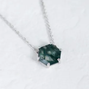 Gold pendant with hexagon moss agate ALISI Thumbnail