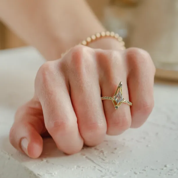 SANIA salt and pepper diamond ring worn on the hand