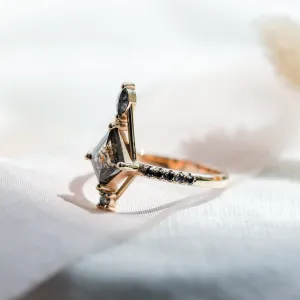 Side view of SANIA ring showing its geometric diamond arrangement and detailed band