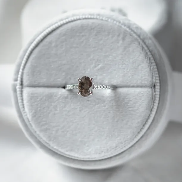Gold ring with oval salt and pepper diamond ROXANE Image