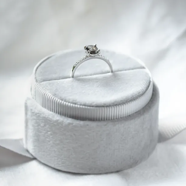 Gold ring with oval salt and pepper diamond ROXANE Image