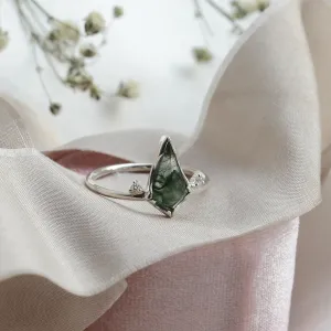Gold ring with moss agate and diamonds KIRA Thumbnail