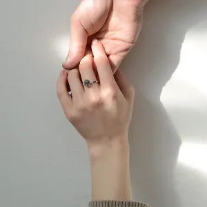 Minimalist ring with oval rutil quartz and diamonds ROXANE Thumbnail