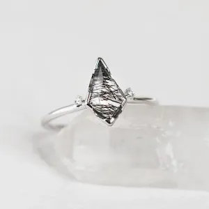 Minimalist ring with rutil quartz and diamonds KIRA Thumbnail