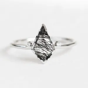 Minimalistický prsten s rutil quartzem a diamanty KIRA