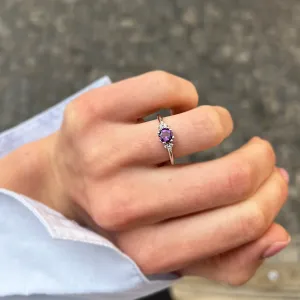 Gold ring with amethyst and diamonds MONNY Thumbnail
