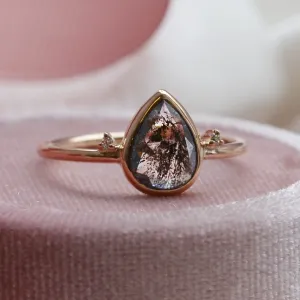 Gold salt and pepper diamond ring with side diamonds KERRI Thumbnail