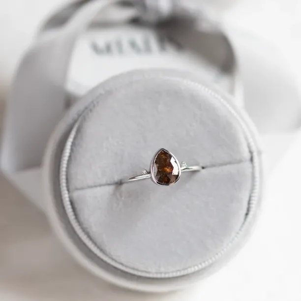 Gold salt and pepper diamond ring with side diamonds KERRI Image