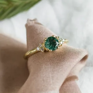Noble gold ring with moss agate and diamonds MONNY Thumbnail