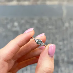 Noble gold ring with moss agate and diamonds MONNY Thumbnail