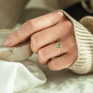 Moss agate gold ring OLLY Thumbnail