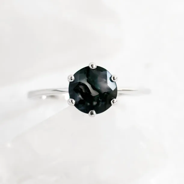 Moss agate gold ring OLLY Image