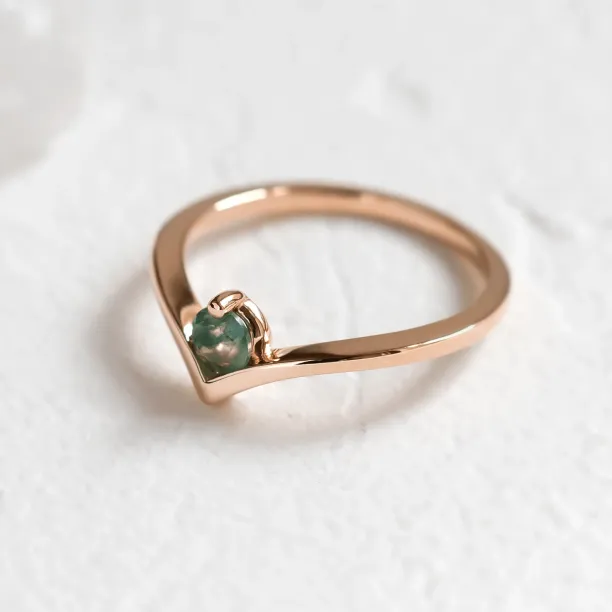 Gold ring with moss agate AMY Image