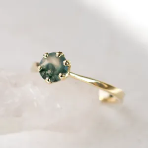 Minimalist gold ring with moss agate STAMI Thumbnail