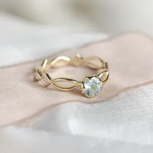 Zlatý prsten s akvamarínem a diamanty QUEEN Thumbnail