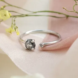 Zlatý otevřený prsten s diamanty salt and pepper BETY