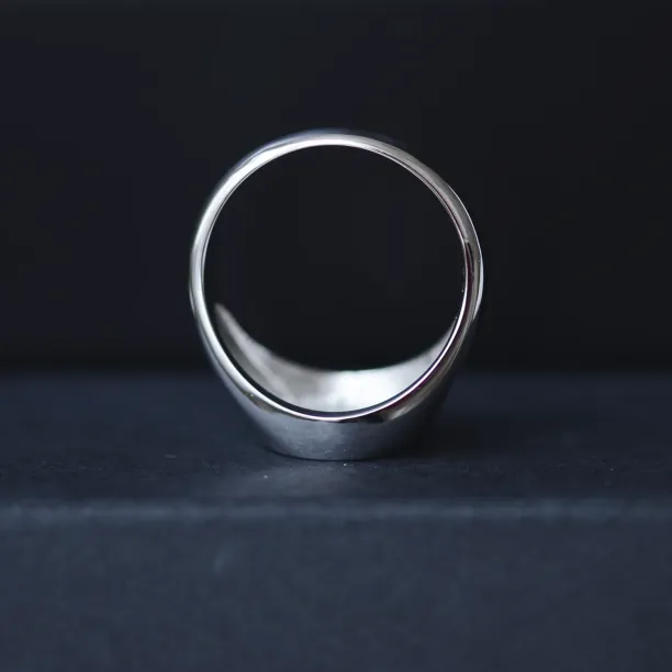Interior view of the CLARK men's gold ring showing its smooth inner band