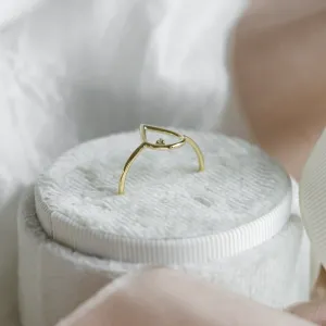 Gold minimalistic teardrop ring with diamond DAYSI Thumbnail