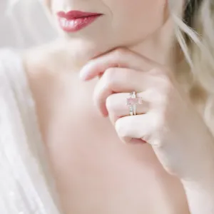 Gold minimalistic open ring with diamonds SILVIA Thumbnail