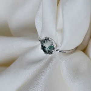 Gold ring with moss agate HILL Thumbnail