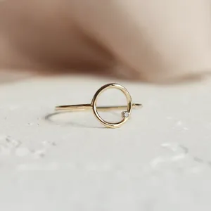 Zlatý minimalistický prsten s diamantem salt and pepper MERIDA Thumbnail