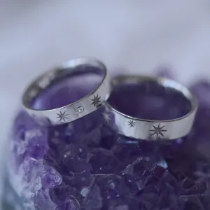 Gold wedding rings with stars and diamond STAR Thumbnail