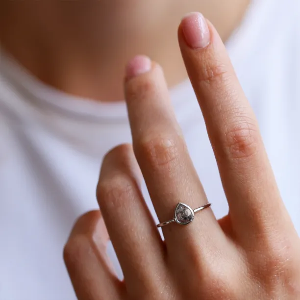 Minimalist gold ring with salt and pepper diamond XENÉ Image