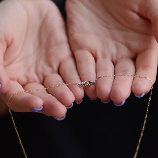 Gold necklace with salt and pepper diamonds KLARI Image