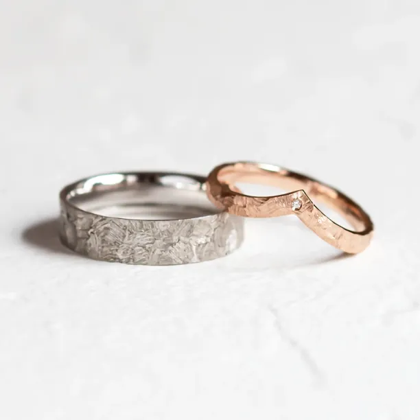 Wedding rings with matte faceted finish RIO Image