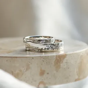 Gold wedding rings with plant motif MIKA Thumbnail