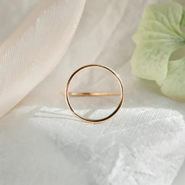 Minimalistický prsten z 14karátového růžového zlata s kruhem NORE