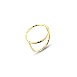 Minimalistický prsten ze 14karátového žlutého zlata s kruhem NORE, šikmý pohled