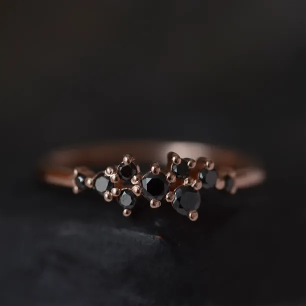 Zlatý prsten s černými diamanty CLARA Image